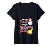 Femme Danse comme Un éclat Glacial comme Rudolph Love Like Jesus Xmas T-Shirt avec Col en V