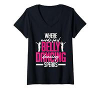 Femme Danse du Ventre Danseuse Persane Belly Dancing Speaks T-Shirt avec Col en V