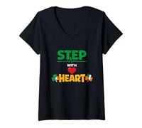 Femme Danse Irlandaise Step Dancing Celtic Fan Gaelic Rhythm Passion T-Shirt avec Col en V