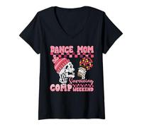 Femme Danse maman survivante du week-end du week-end squelette de T-Shirt avec Col en V