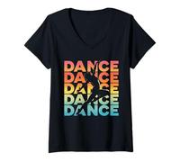 Femme Danse répétée dégradé Silhouette - Danseur de Ballet T-Shirt avec Col en V