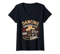 Femme Danser dans la Vie, Une étape à la Fois T-Shirt avec Col en V