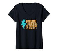 Femme Danser Pendant Les éclairs T-Shirt avec Col en V