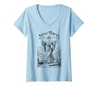 Femme Danseur de Ballet Ballerine Patron Sainte Thérèse Danseurs Danse T-Shirt avec Col en V