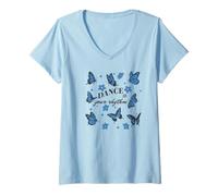 Femme Dansez à Votre Rythme Boho Butterfly T-Shirt avec Col en V