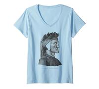 Femme Dante Alighieri Portrait Comédie Divine Purgatory, Hell T-Shirt avec Col en V