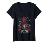 Femme Danu Mère Vide Création Celtique Déesse Mythologie T-Shirt avec Col en V