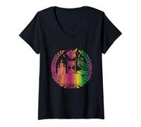 Femme Dark Academia Raven and Antique Book Gothic Esthétique T-Shirt avec Col en V