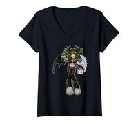 Femme Dark Angel Demon Emo Baddie Grunge Y2K Gothic Nursecore T-Shirt avec Col en V