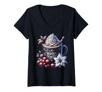 Femme Dark Hot Chocolate for Cocoa Lovers and Frosty Winter Nights T-Shirt avec Col en V