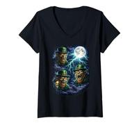 Femme Dark Leprechaun Under The Moon St. Patrick's Day Fantasy Art T-Shirt avec Col en V