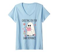 Femme Dark Romance Smut Ghosting You for Spicy Books Smutty Coffee T-Shirt avec Col en V
