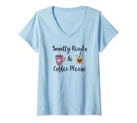 Femme Dark Romance Smutty Reads & Coffee Please Spicy Books Smutt T-Shirt avec Col en V