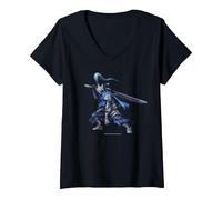Femme Dark Souls T-Shirt avec Col en V, Noir, XL