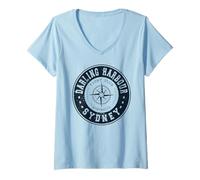 Femme Darling Harbour Sydney Australie Yacht Club Marina Sailing T-Shirt avec Col en V