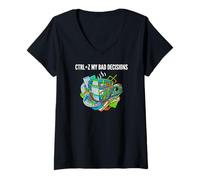 Femme Data Analyst Funny Ctrl Z My Bad Decisions T-Shirt avec Col en V