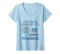 Femme Data-Driven Empathy-LED School Psychologist Brain Graphic T-Shirt avec Col en V
