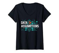 Femme Data Over Assumptions Funny Analyst and Computer Science T-Shirt avec Col en V