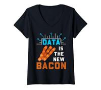 Femme Data Scientist Humour Data est la Nouvelle statistique du Bacon T-Shirt avec Col en V