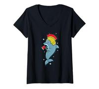 Femme Dauphin avec Crista et Casque Bush Knight T-Shirt avec Col en V
