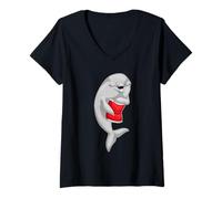 Femme Dauphin Chips de Pomme de Terre T-Shirt avec Col en V