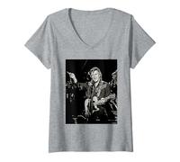 Femme Dave Edmunds Rockpile Je t'entends Frapper par Dick Barnatt T-Shirt avec Col en V