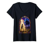 Femme David and Goliath Scène d'art mosaïque médiévale Gothique cathédrale T-Shirt avec Col en V