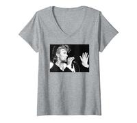 Femme David Bowie Press Photo en Verre Spider Tour 1987 T-Shirt avec Col en V