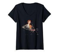Femme David Bowie Ziggy Stardust Era World Tour par Dick Barnatt T-Shirt avec Col en V
