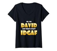 Femme David Costume IDGAF Cute Personalized First Name Dave IDGAF T-Shirt avec Col en V