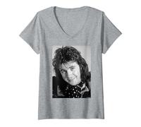 Femme David Essex Rock on Singer Portrait par Allan Ballard T-Shirt avec Col en V