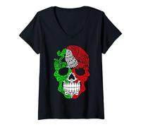 Femme Day of The Dead Dia de Los Muertos Mexican Skull Mexico T-Shirt avec Col en V