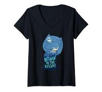Femme DC Super Friends Batman Swinging Silhouette T-Shirt avec Col en V