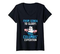 Femme De Gênes à la Gloire : l'expédition de Colomb Columbus Day T-Shirt avec Col en V