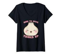 Femme De Jolies raviolis sont là pour Pimenter Les Choses (Jeu de Mots) T-Shirt avec Col en V