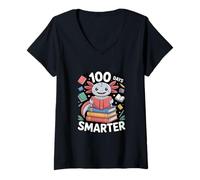 Femme De Jolis écoliers Axolotl 100 Jours Plus intelligents T-Shirt avec Col en V