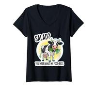 Femme De la Salade ? Vous Voulez dire « Ce Que ma Nourriture Mange », Blague Amusante sur Le régime des Carnivores T-Shirt avec Col en V