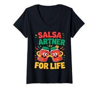 Femme De la sauce piquante pour My Taco Cute Food Couple T-Shirt avec Col en V
