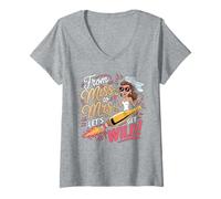 Femme De Miss à Mrs Lets Get Wild Bachelorette Party T-Shirt avec Col en V