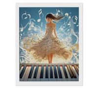 Femme De Piano Diamond Painting Adultes Enfant, 5D DIY Peinture Diamant Kit Complet, Peinture Diamant Artisanat Strass Point de Croix Painting pour Adultes, Décor Intérieur, Cadeaux 35x55 cm s-277