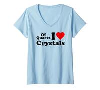 Femme De Quartz « I Love Crystal » et « I Love Heart » T-Shirt avec Col en V