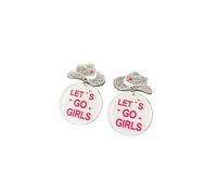 Femme de tempérament de mode Western Cowboy Girl Dripping Oil Boots d'oreilles Talons hauts Toutes les d'oreilles amusantes et Art Bijoux Anime Figurine Acryl Earring (Silver, One Size)