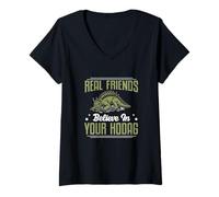 Femme De vrais amis croient en votre drôle d'amoureux de la cryptozoologie de Hodag T-Shirt avec Col en V