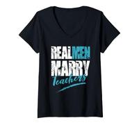 Femme De Vrais Hommes épousent des professeurs, Un Mari drôle, Un Enseignant, Un conjoint T-Shirt avec Col en V