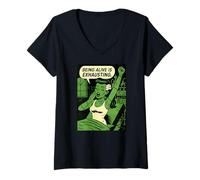 Femme Dead Glamour Monster Says Being Alive Is Exhausting T-Shirt avec Col en V
