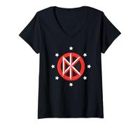 Femme Dead Kennedys Classic DK Logo with Stars Vintage Punk Band T-Shirt avec Col en V