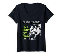 Femme Dead Kennedys Too Drunk to F^k Vintage Punk Rock Band T-Shirt avec Col en V
