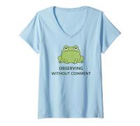 Femme Deadpan Frog Meme Observer sans commentaire Humour Sarcastique T-Shirt avec Col en V