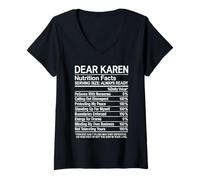 Femme Dear Karen Faits nutritionnels Annoying Funny Attitude Girl Nope T-Shirt avec Col en V