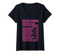 Femme Dear Karen Faits nutritionnels Annoying Funny Attitude Girl Nope T-Shirt avec Col en V